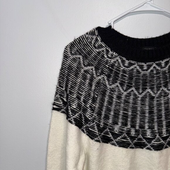Talbots Womens Black & White Fair Isle Sweater Medium Crewneck - Picture 3 of 6